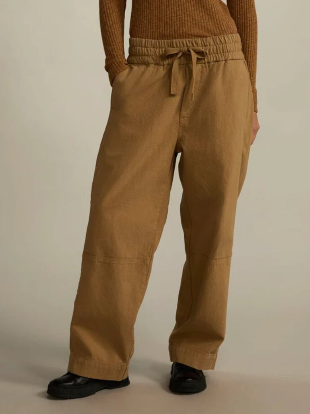 Everlane The Canvas Pants Organic Cotton Pull On Slacks Stretch Brown Size Large